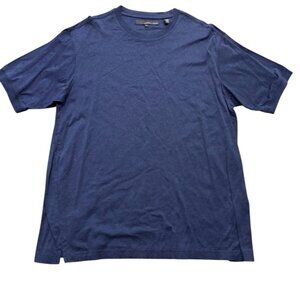 Tricots St Raphael Blank Mens T-Shirt Size L Navy Blue Mercerized Cotton USA